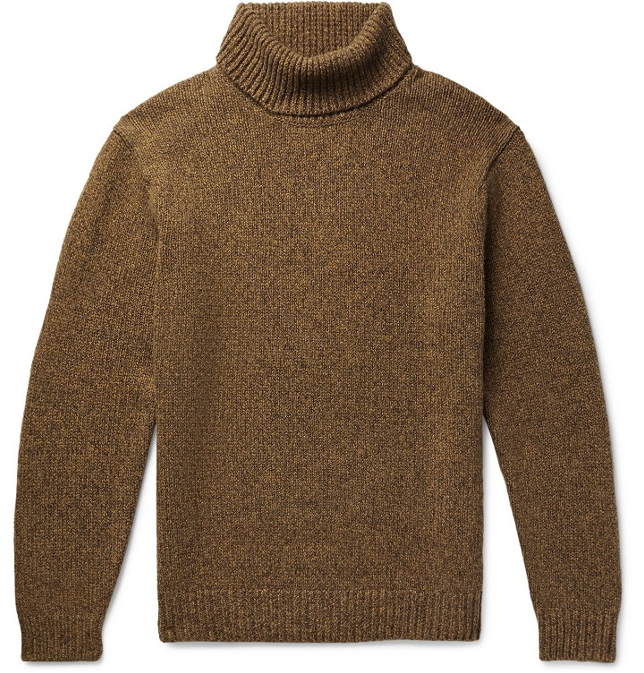 Photo: Beams Plus - Melangé Wool and Cashmere-Blend Rollneck Sweater - Brown