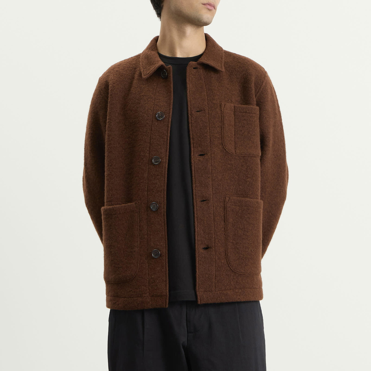 Universal Works Men's Wool Fleece Field Jacket in Cacao