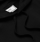 AMI - Logo-Appliquéd Loopback Cotton-Jersey Hoodie - Black