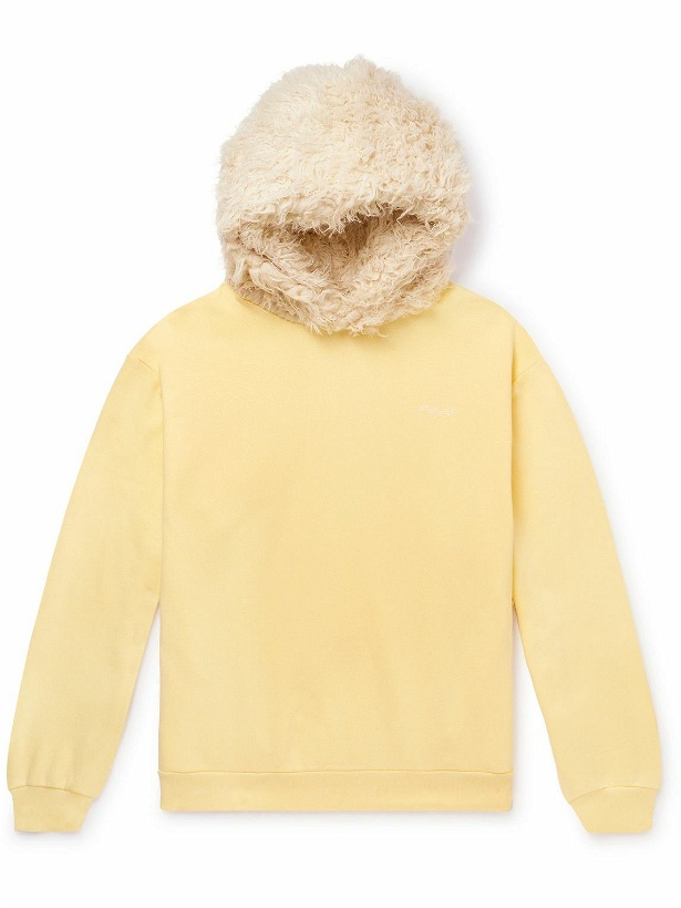 Photo: Marni - Logo-Embroidered Fleece-Trimmed Cotton-Jersey Hoodie - Yellow