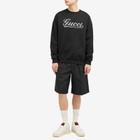 Gucci Men's Script Logo Crew Neck Sweatshirt in Black