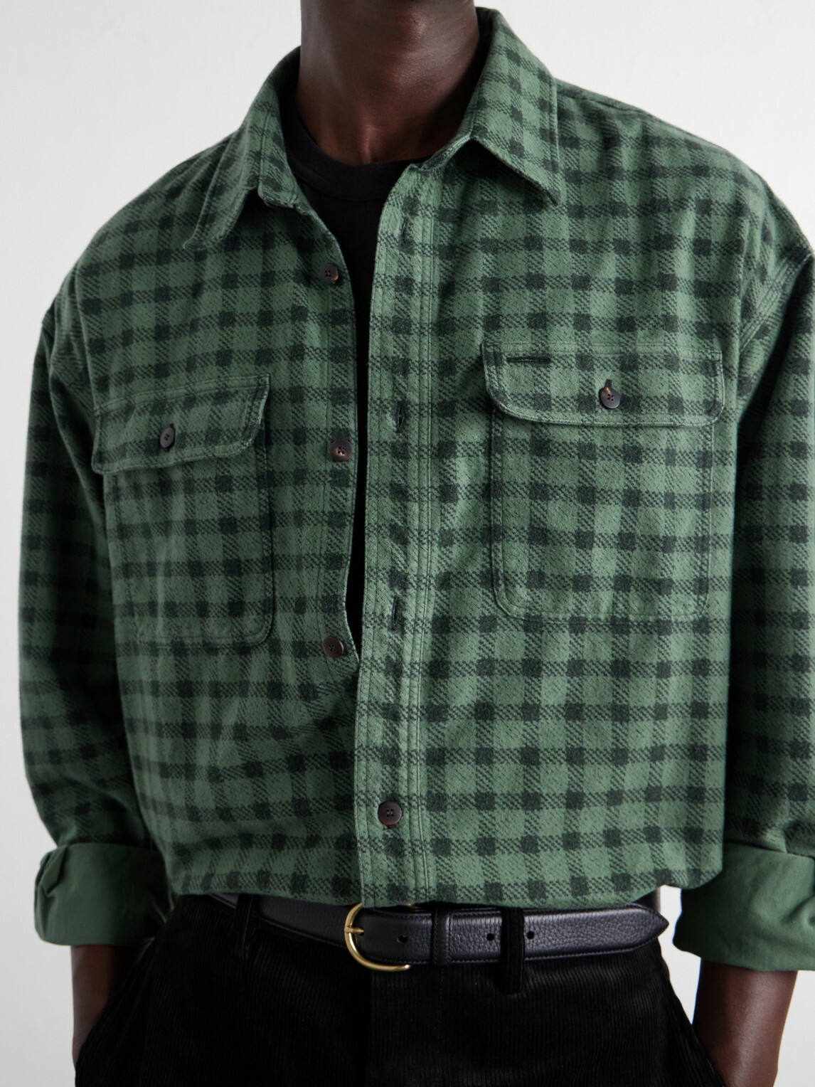 Visvim - Langer Checked Brushed Cotton-Canvas Shirt - Green