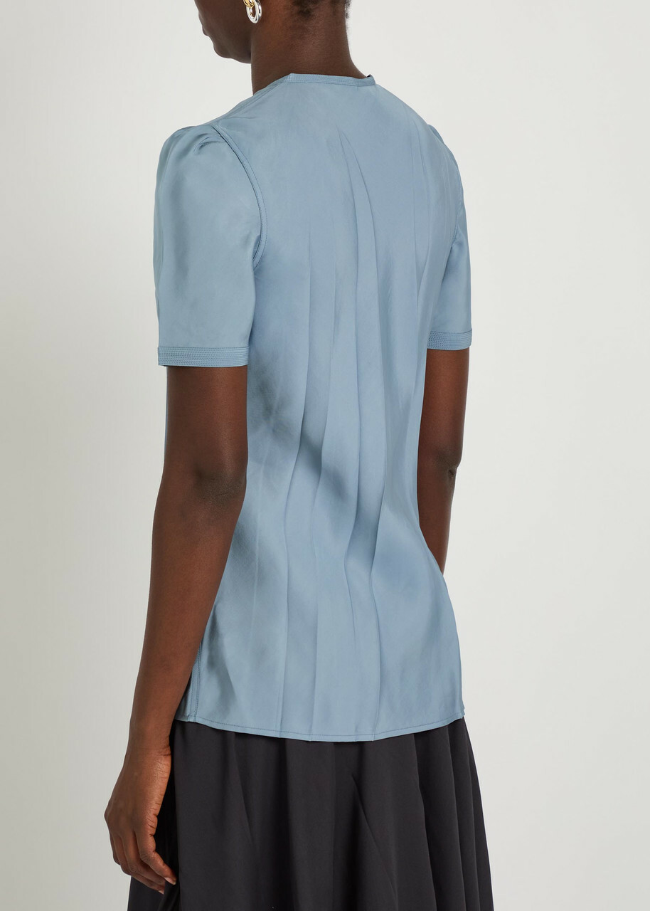 Lemaire Creased Satin Shirt Light Blue