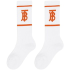 Burberry White and Orange Intarsia Monogram Socks