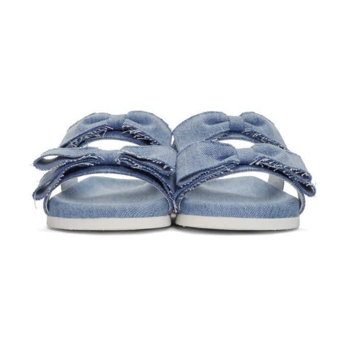 Joshua Sanders Blue Denim Bow Slide Sandals Joshua Sanders