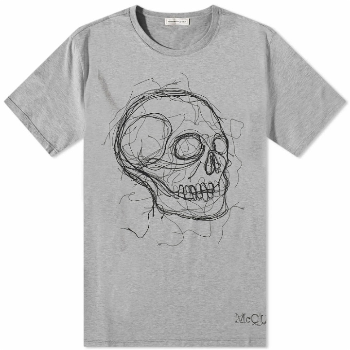 Photo: Alexander McQueen Men's Oversized Skull T-Shirt in Pale Grey/Black