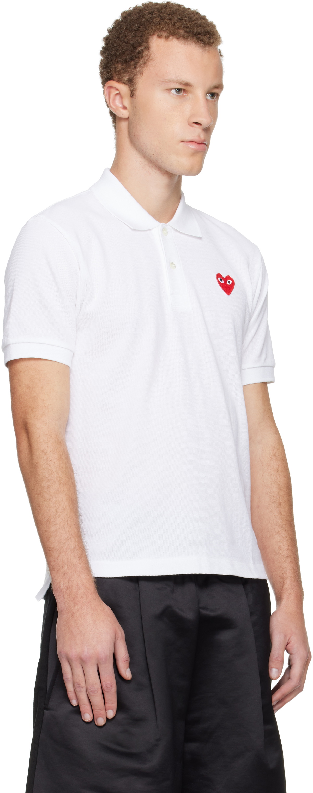 COMME des GARÇONS PLAY White Red Emblem Polo
