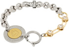 IN GOLD WE TRUST PARIS Silver & Gold Cross Charm & Logo Clasp Bracelet