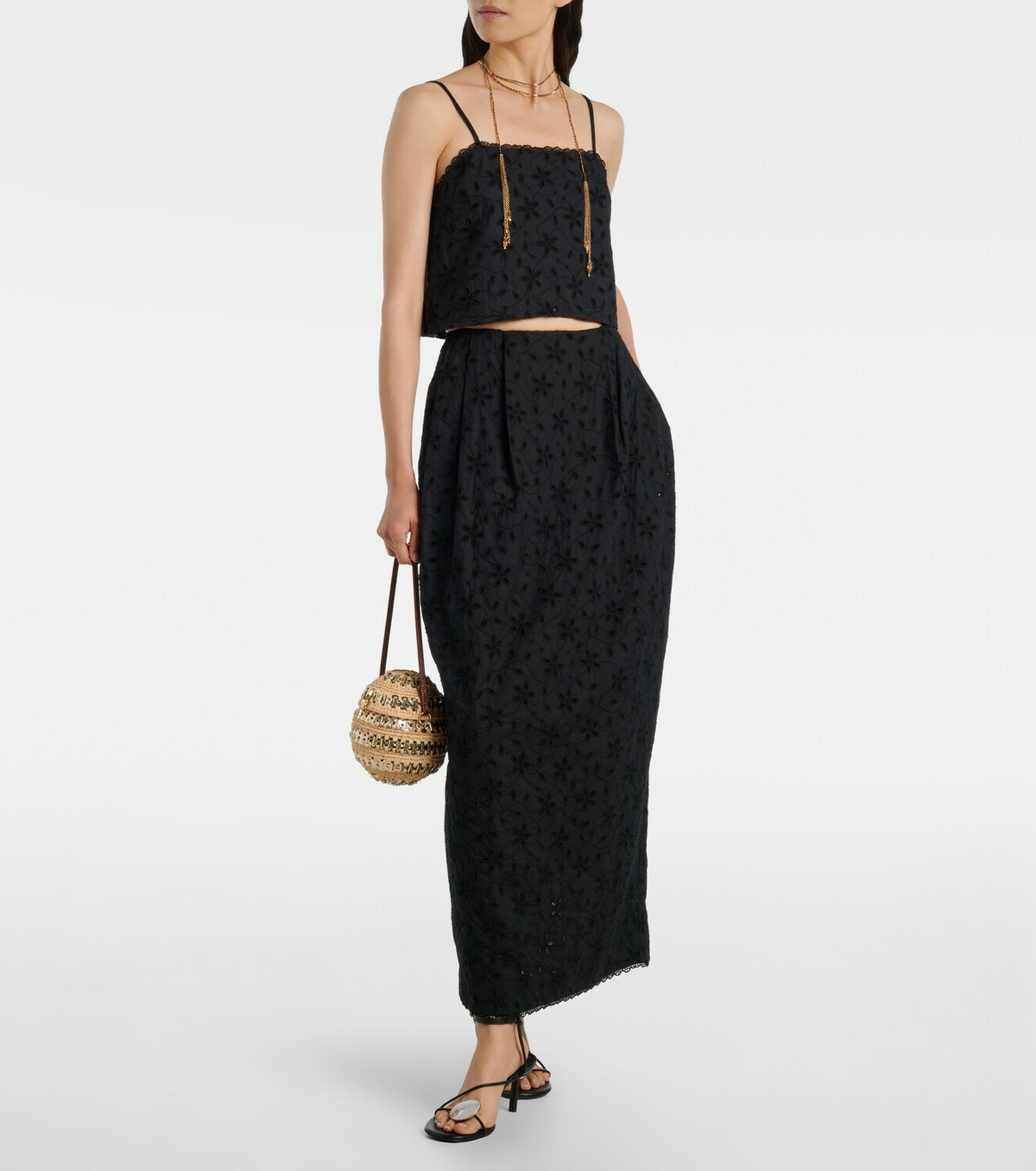 Posse Salma embroidered cotton maxi skirt