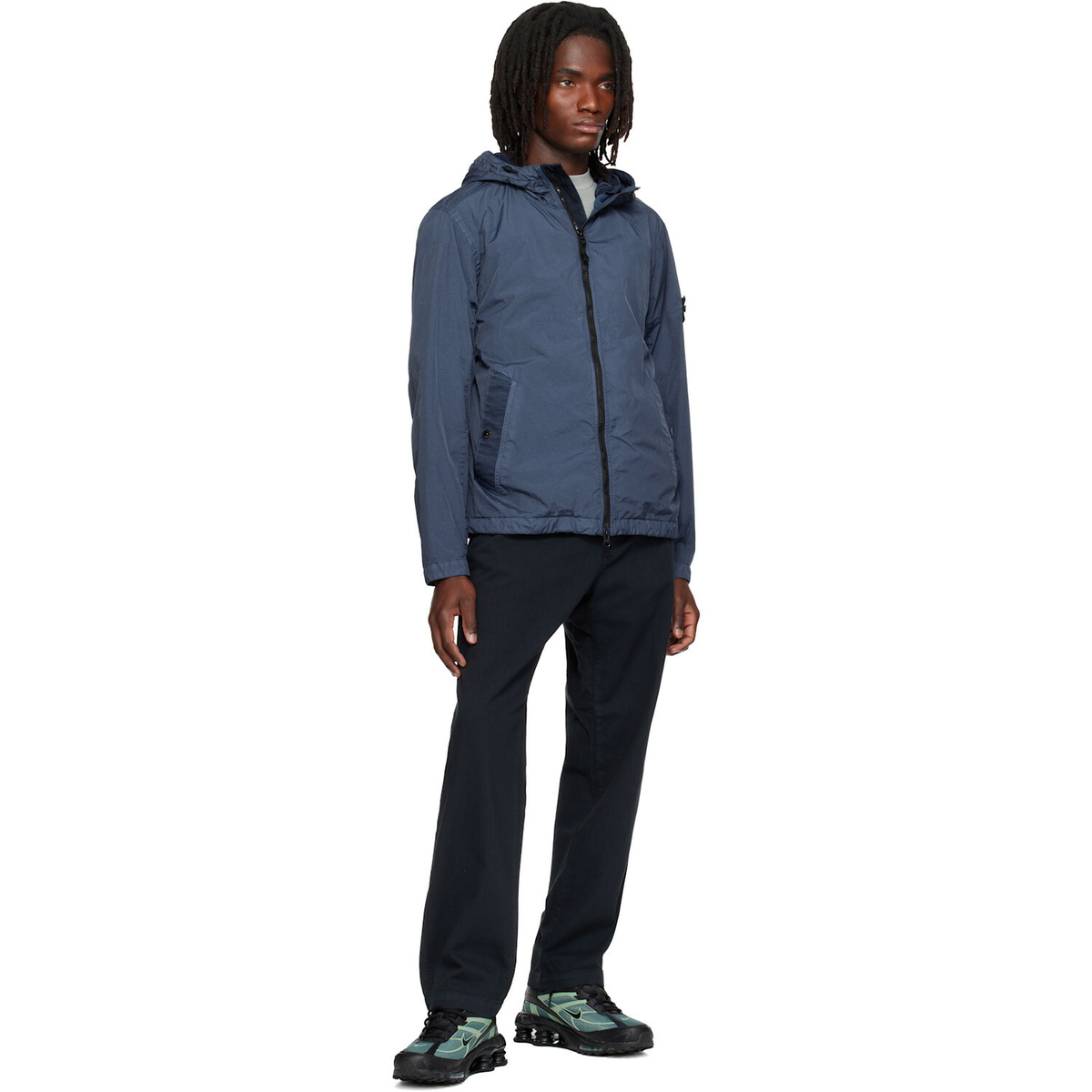 Stone Island Navy 3100052 Cotton Herringbone Trousers