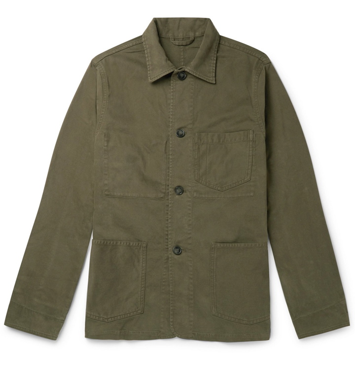 Photo: Officine Generale - Garment-Dyed Cotton-Blend Twill Chore Jacket - Green