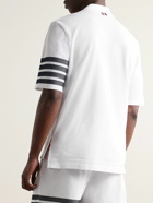 Thom Browne - Striped Cotton-Piqué Polo Shirt - White