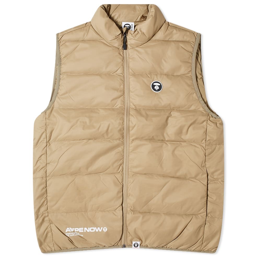 AAPE Men's Now Lightweight Down Vest in Beige AAPE by A Bathing Ape