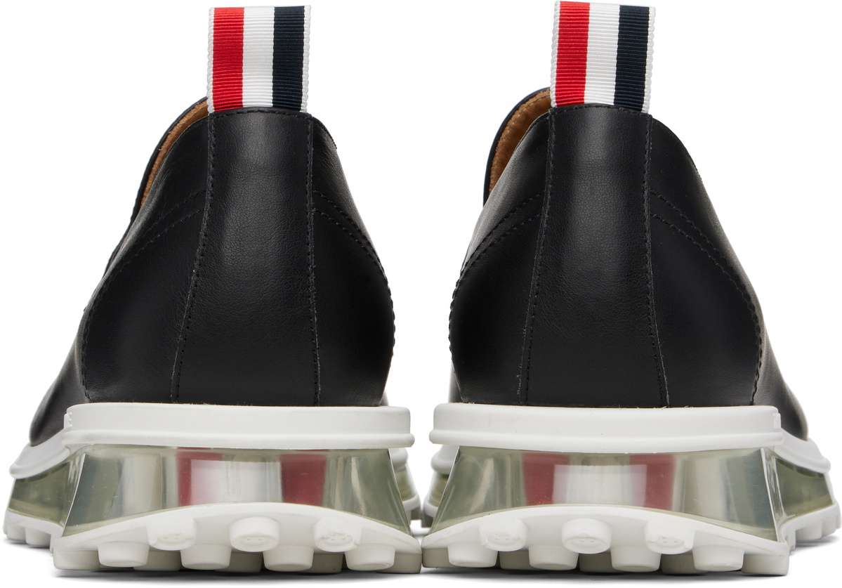 Thom Browne Black Clear Tech Runner Sole Penny Loafers