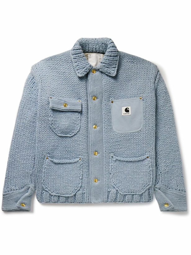 Photo: Sacai - Carhartt WIP Michigan Canvas-Trimmed Wool-Blend Overshirt - Blue