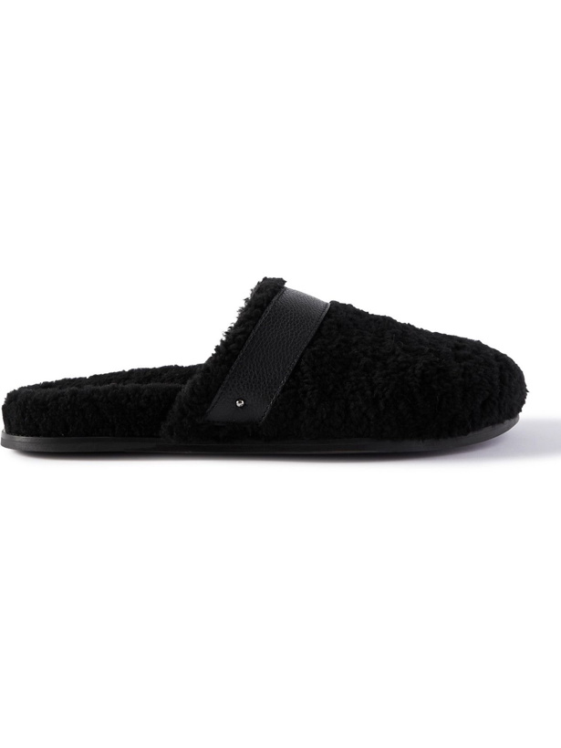 Photo: Mr P. - Leather-Trimmed Shearling Slippers - Black