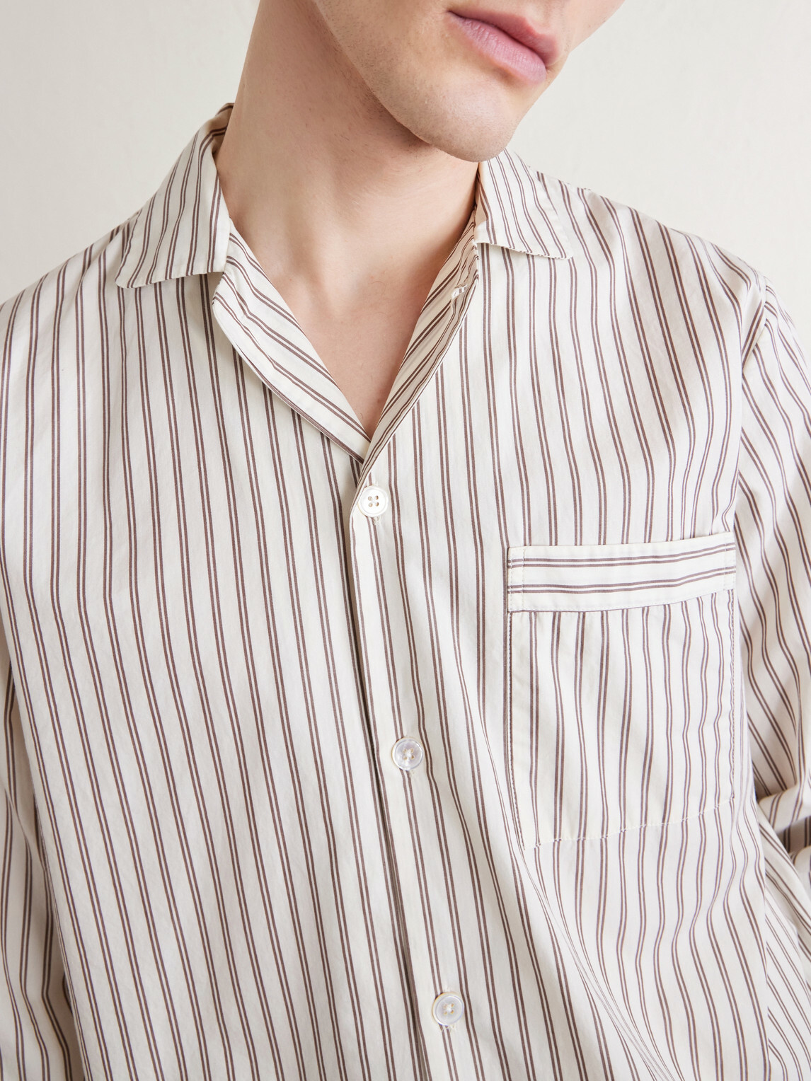 TEKLA - Striped Cotton-Poplin Pyjama Set - Neutrals