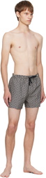 Balmain Beige & Black Monogram Swim Shorts