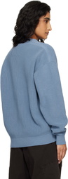 Stone Island Blue 5100009 Ribbed Soft Organic Cotton Cardigan