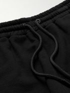 Off-White - Straight-Leg Logo-Print Embroidered Cotton-Jersey Drawstring Shorts - Black