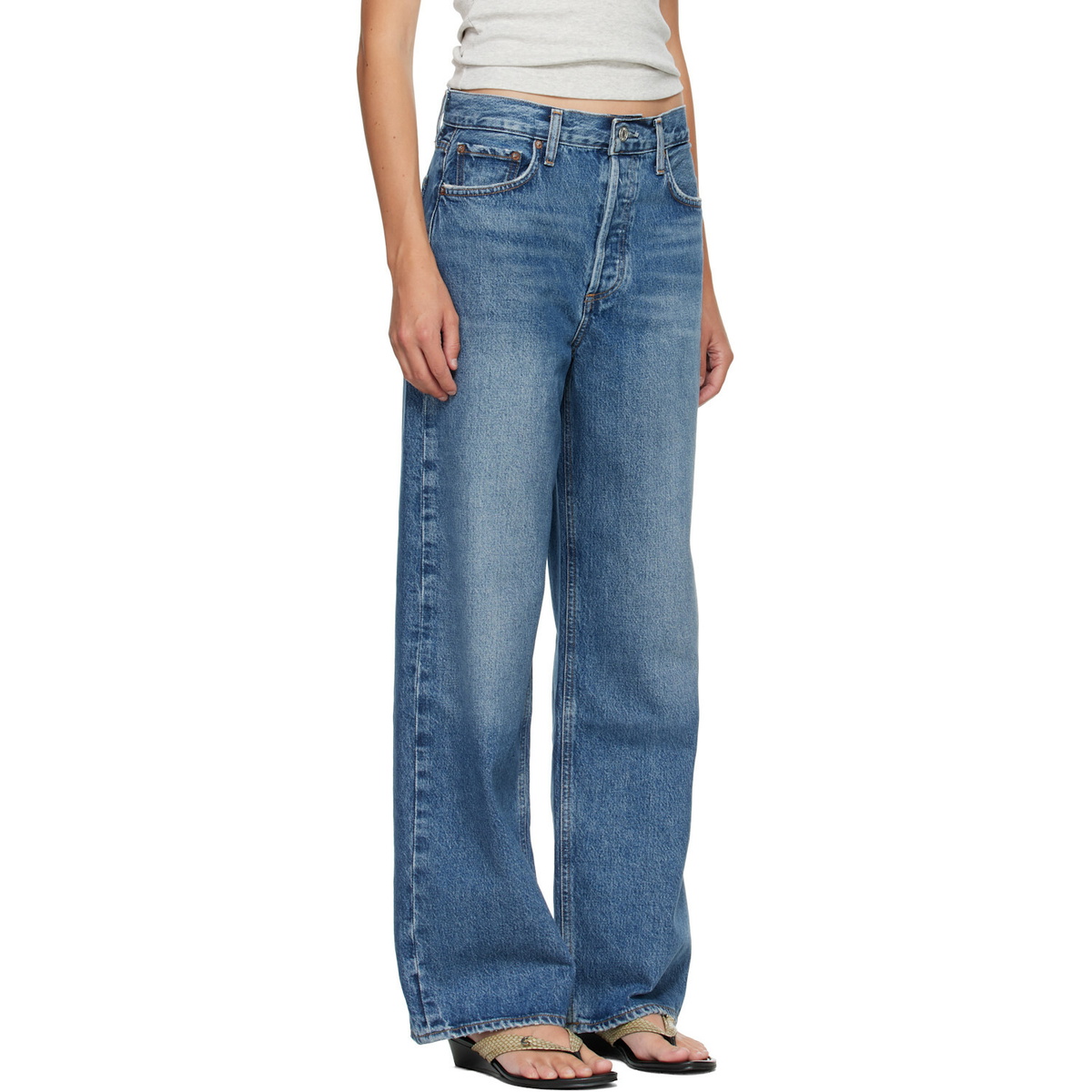 AGOLDE Blue Low Slung Baggy Jeans