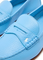 Polo Ralph Lauren Logo Pebbled Leather Loafers Light Blue