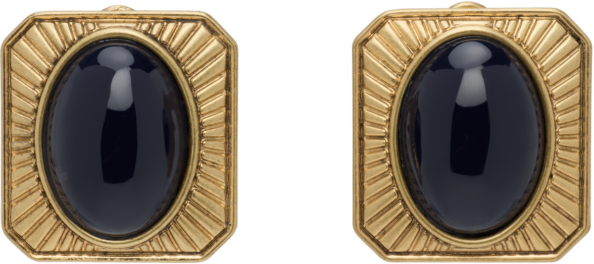 AREA Gold Gemstone Stud Earrings