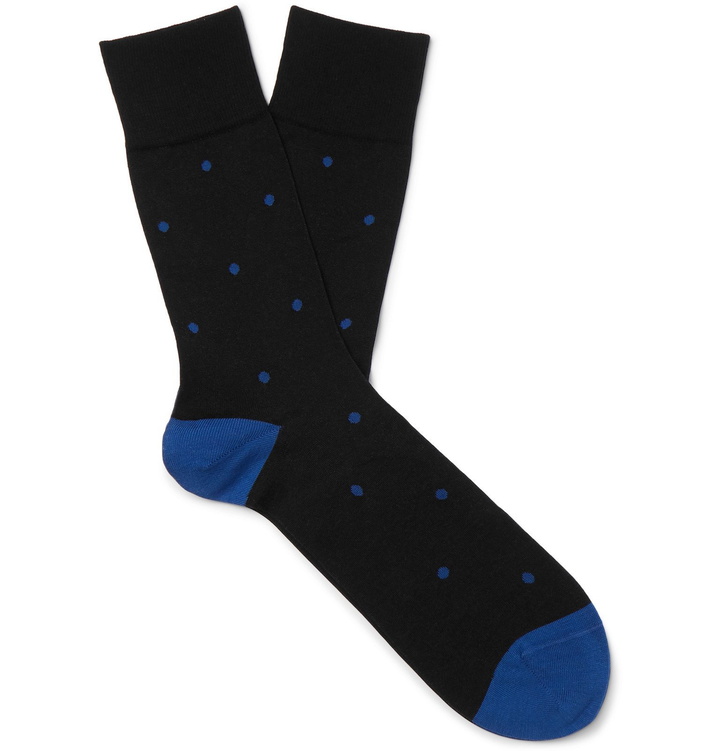 Photo: FALKE - Polka-Dot Fil d'Ecosse Cotton-Blend Socks - Black