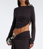 Christopher Esber Orica Crystal ruched jersey crop top