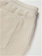 Brunello Cucinelli - Tapered Ribbed Cotton Sweatpants - Neutrals