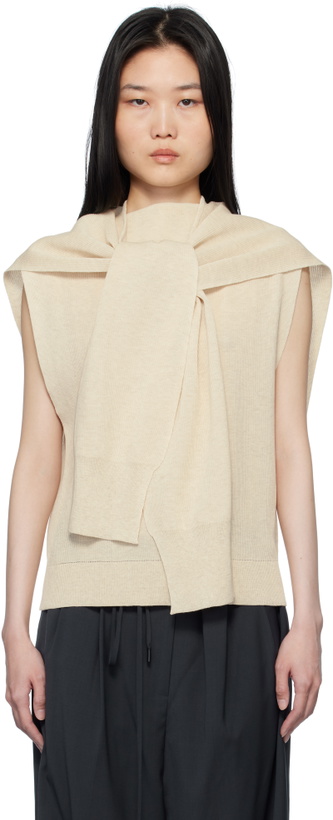 Photo: LE17SEPTEMBRE Beige Ribbed Muffler Cardigan