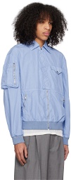 Winnie New York Blue Spread Collar Bomber Jacket