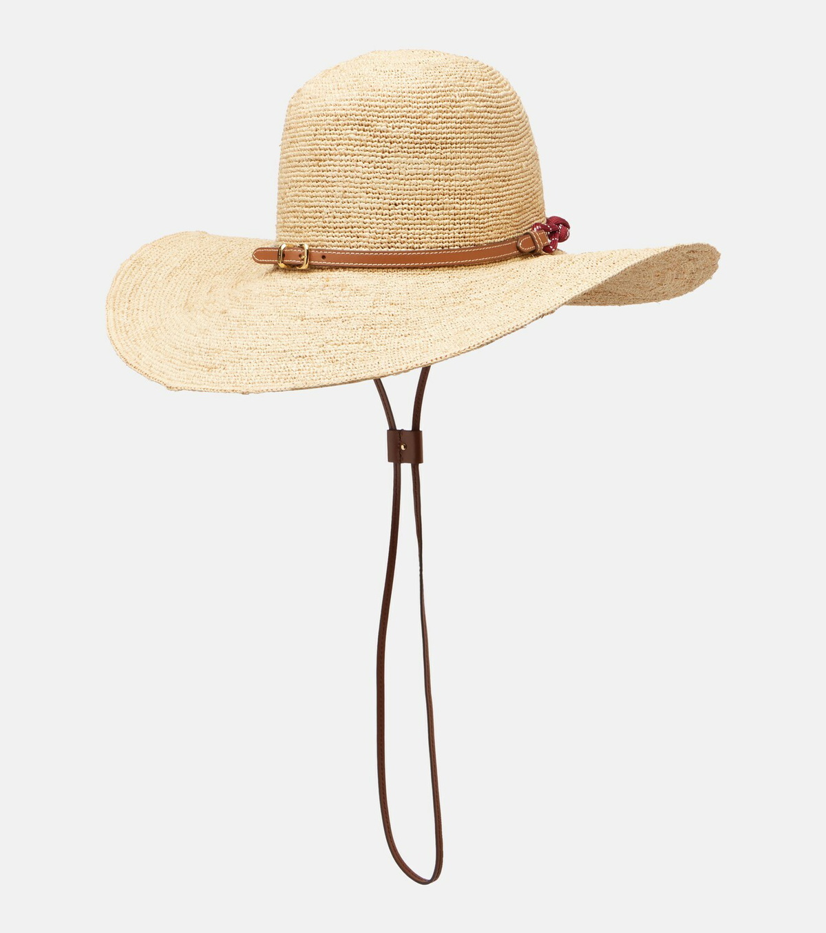 Miu Miu Leather-trimmed raffia sun hat