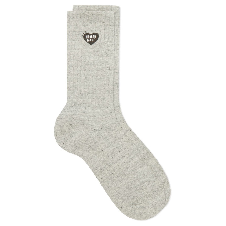 Photo: Human Made Men's Heart Logo Pile Socks in Gray