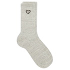 Human Made Men's Heart Logo Pile Socks in Gray