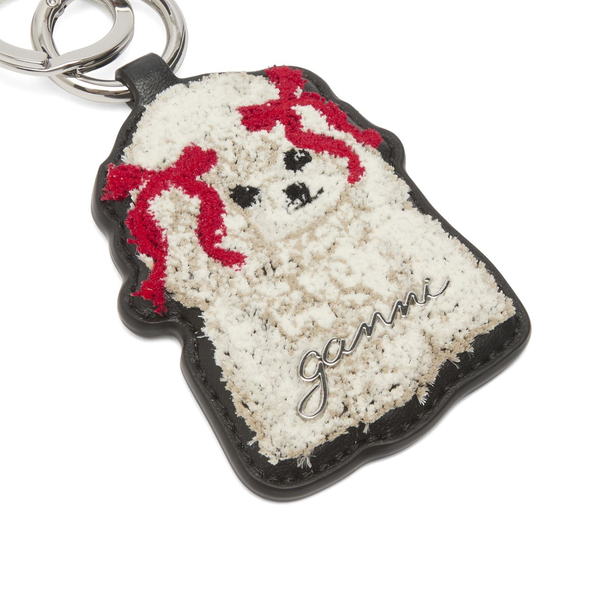 GANNI Women's Dog Bow Keyring in Black 