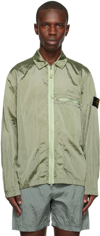 Photo: Stone Island Green Spread Collar Jacket