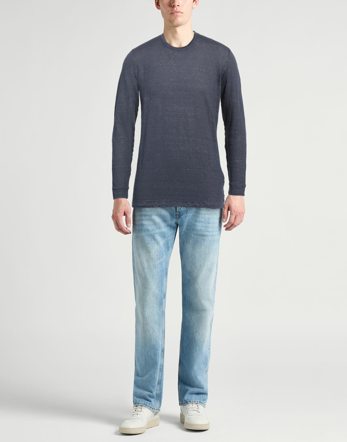 120% Lino Mens T-shirt in Slate blue