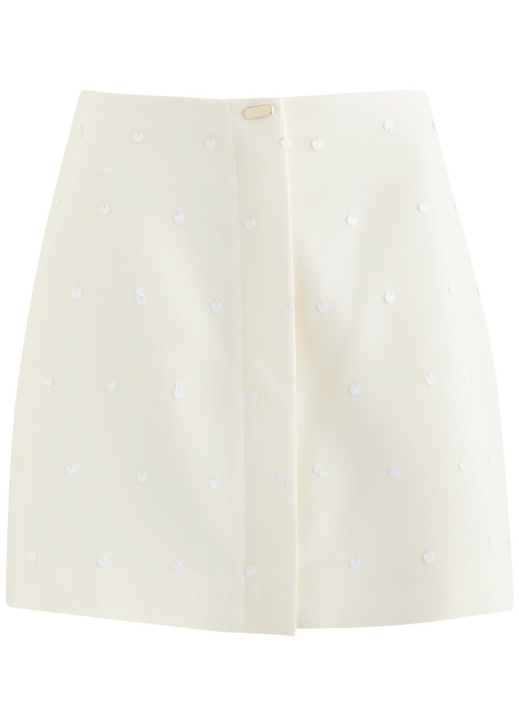 Photo: Clea Sabine Sequin-embellished Woven Mini Skirt Cream
