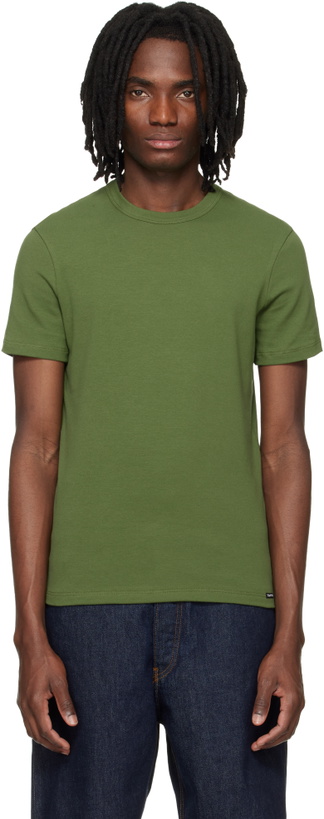 Photo: TOM FORD Green Cotton Crewneck T-shirt