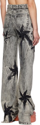 Masha Popova Black Boyfriend Spiral Flower Jeans