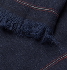 Brunello Cucinelli - Fringed Linen and Cashmere-Blend Scarf - Blue