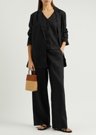 Eileen Fisher Wide-leg Linen Trousers Black