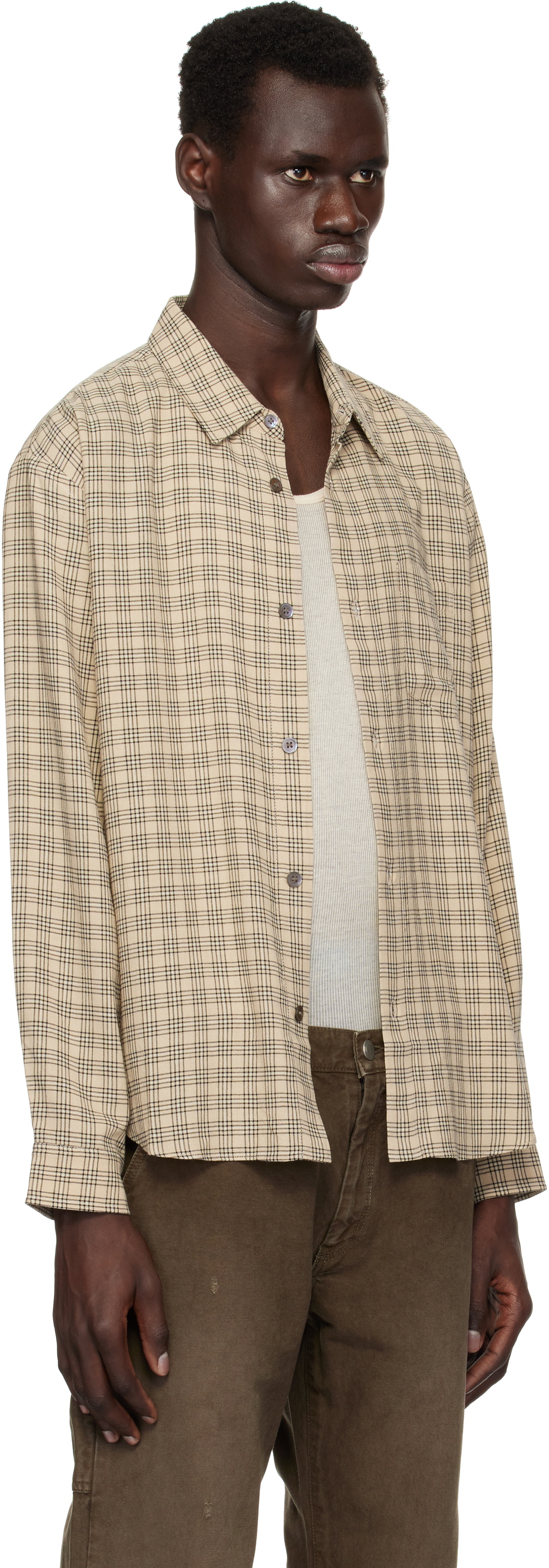 John Elliott Beige Cloak Button Up Shirt