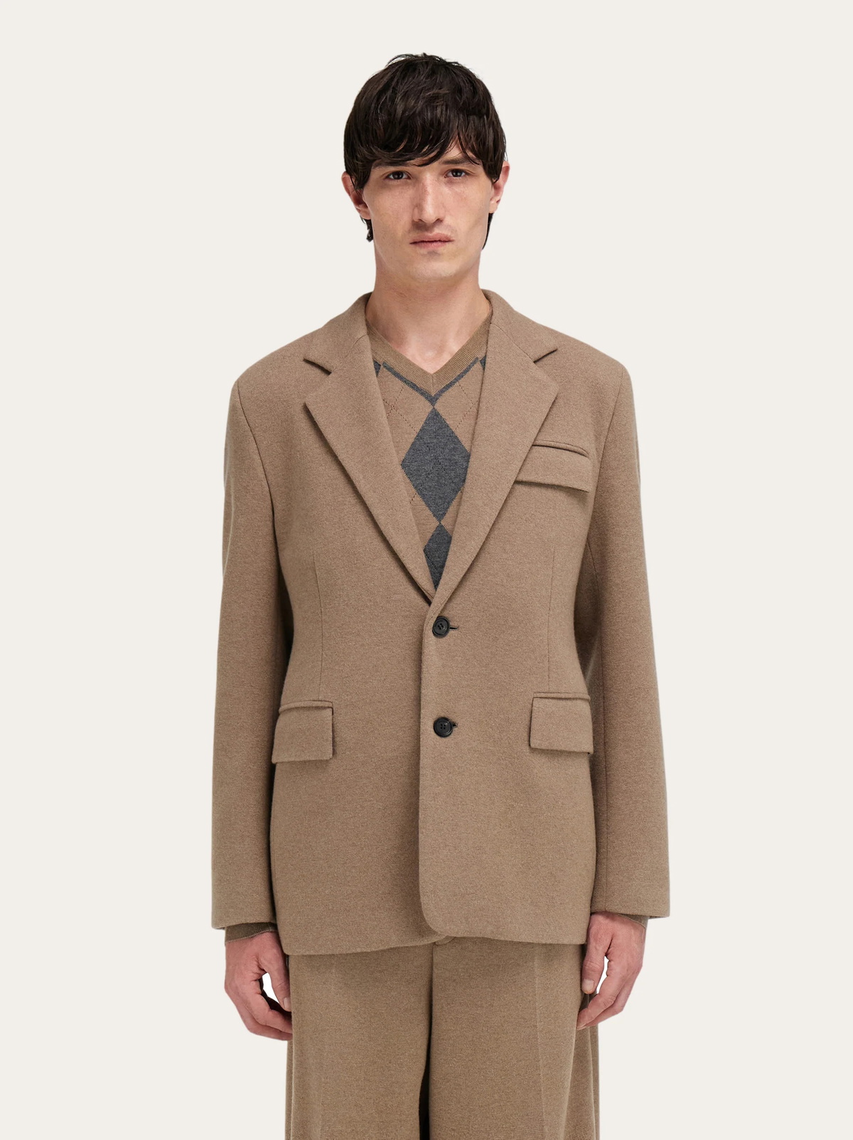 Ferragamo Mens Jersey interlock blazer in Beige