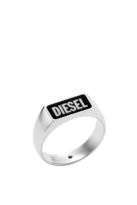 Photo: Diesel Black agate signet ring - Rings Mens in Silver
