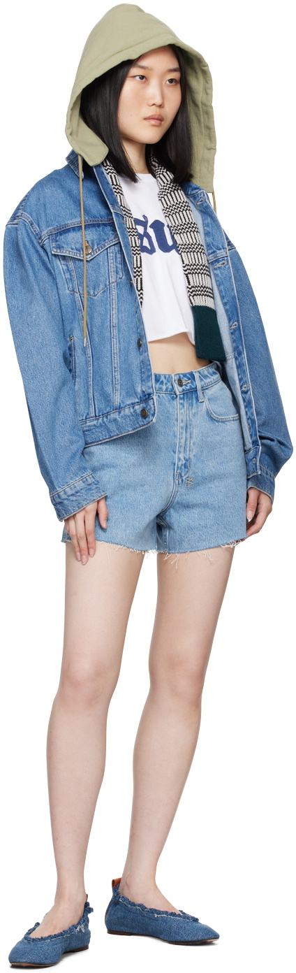 Ksubi Blue Rise N Hi Torn Up Denim Shorts