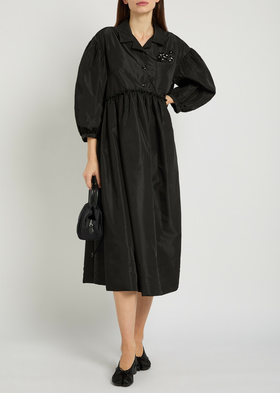 Simone Rocha Signature Embellished Shell Midi Dress Black