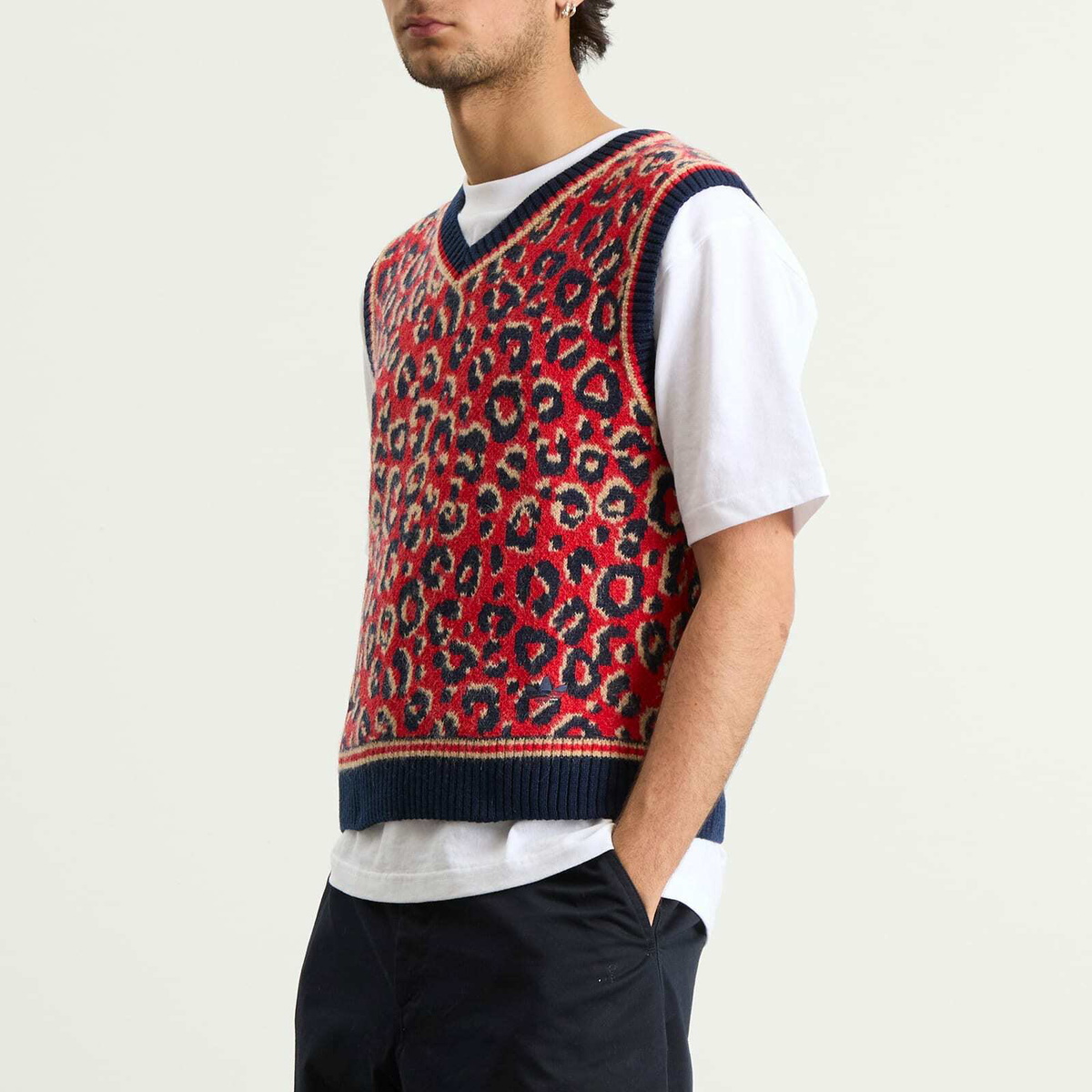 Adidas Men's X Wales Bonner Knit Vest in Collegiate Navy/Magic Beige/Better Scarlet