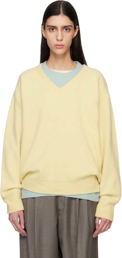 Photo: ssstein Yellow Pure Cashmere Knit V Neck LS Sweater